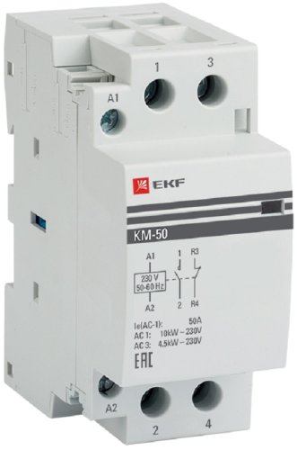 Контактор модульный EKF PROxima КМ 2п 1НО+1НЗ 50А 230В АС картинка